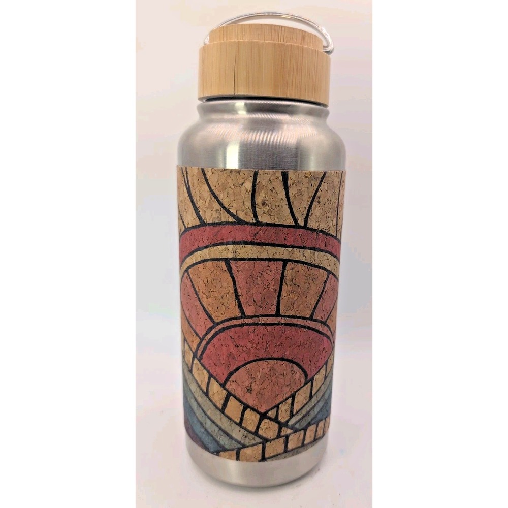 Yolaha Yoga Water Bottle 32 Oz Stainless Steel Cork Sunset workout